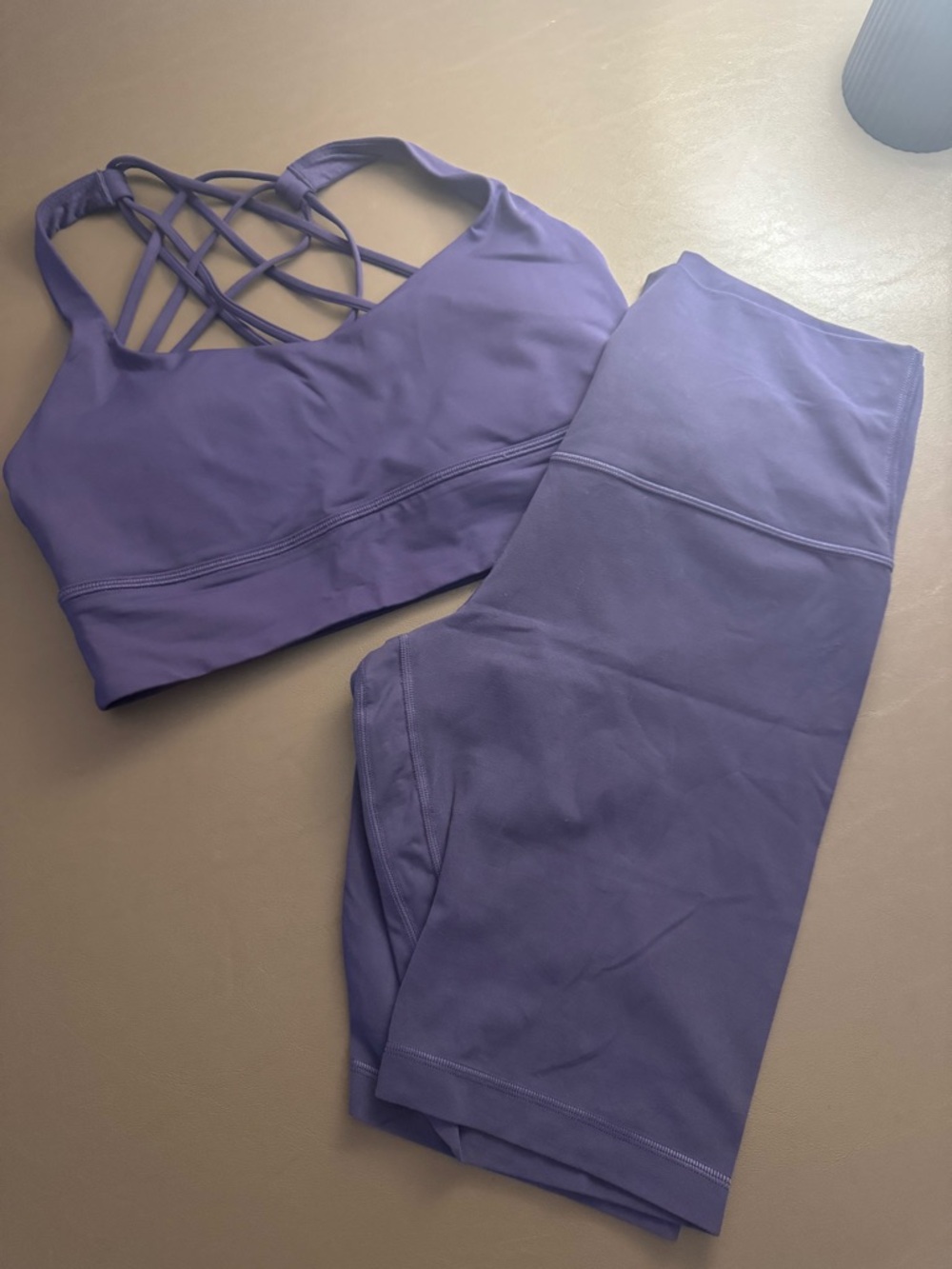 Purple Lululemon Sports Bra & biker short  Set - both size 12